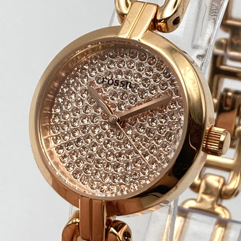 Fossil Kerrigan Women's Watch 24mm Rose Gold Tone Crystals Pave Dial New Battery